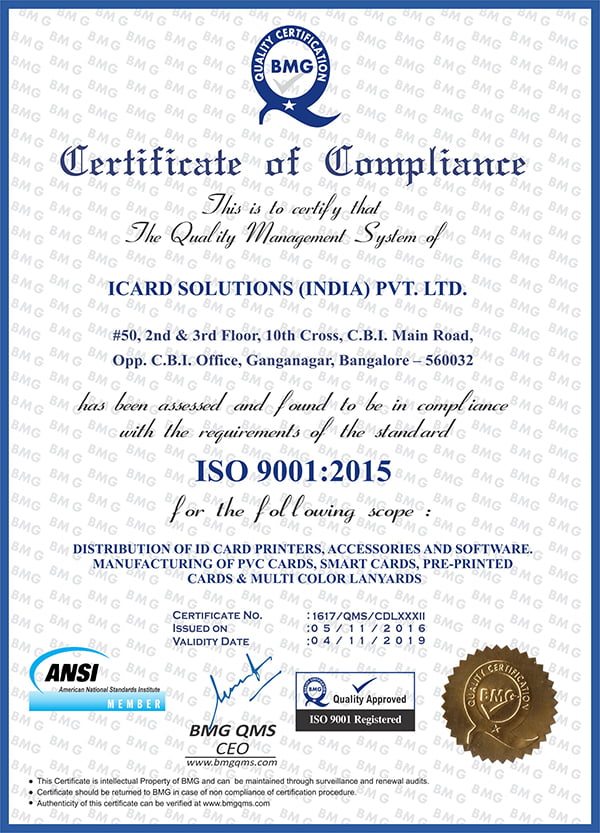 ISO Certificate- iCard Solutions